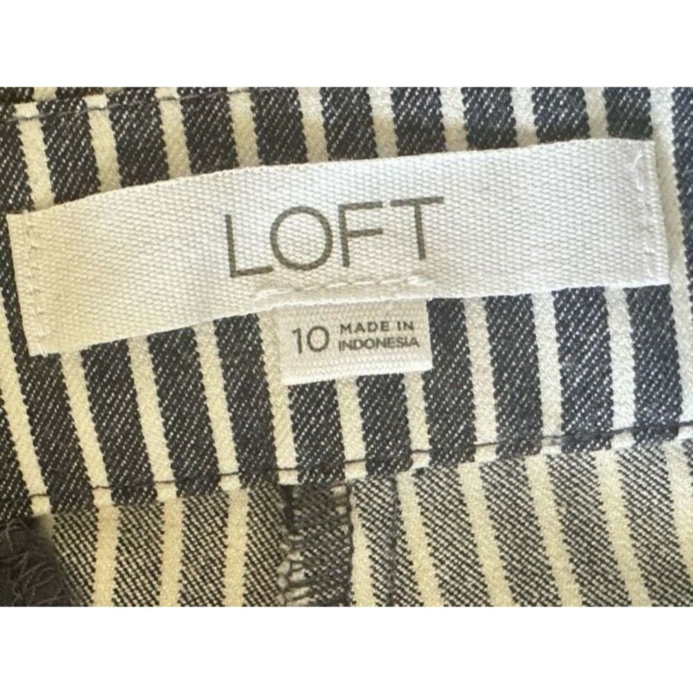 Loft Riviera Slim Cropped Pant Size 10 Navy White Pinstripe - Picture 8 of 9
